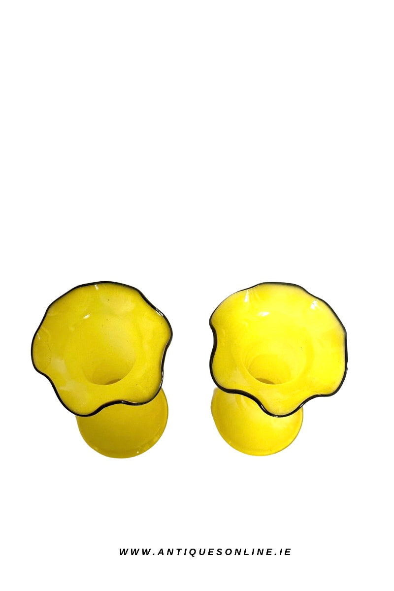 Yellow pair of tango glass vases