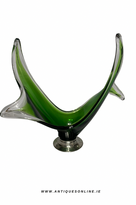 Large green art glass vase